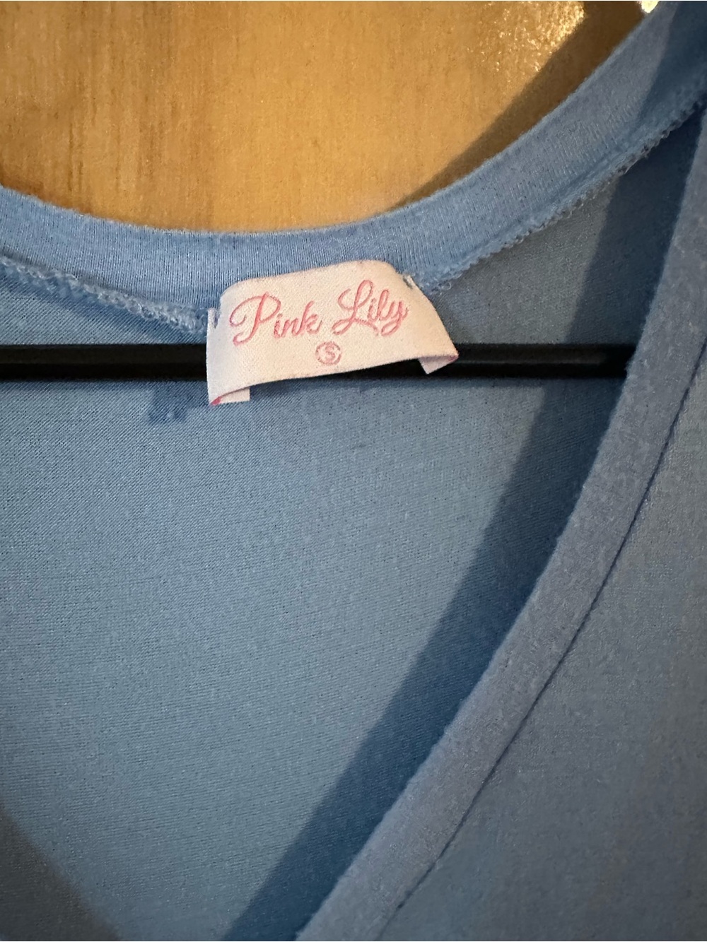 Pink Lily Light Blue V-Neck Ruffle Tank - Picture 2 of 2